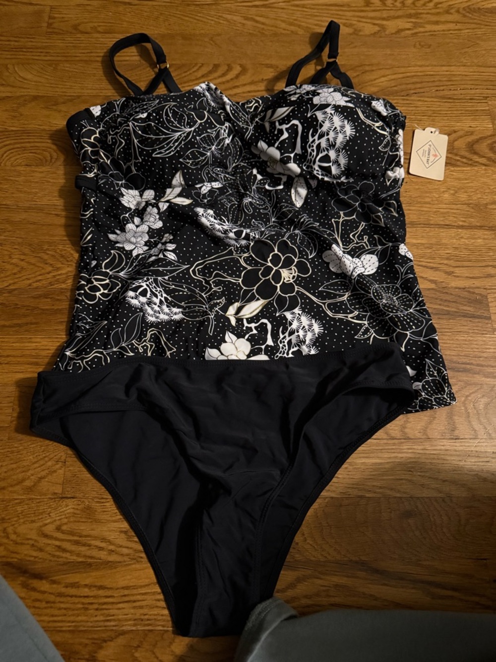 Black & White Floral Tankini Swimsuit